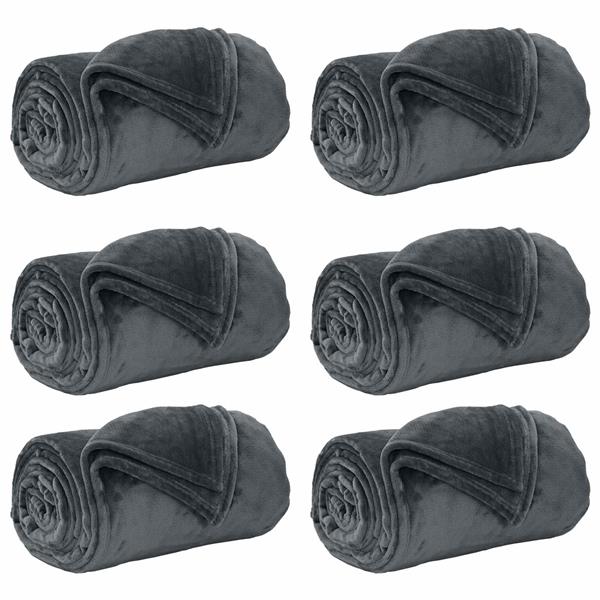Grote foto vidaxl kleden 6 pcs donkergrijs 220 x 240 cm fleece huis en inrichting bedden