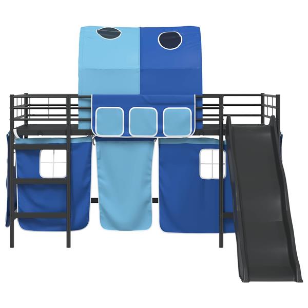 Grote foto vidaxl loftbed voor kids zwart en blauw 80 x 200 cm metaal antiek en kunst stoelen en banken