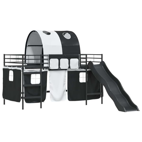 Grote foto vidaxl loftbed voor kids zwart 80 x 200 cm metaal antiek en kunst stoelen en banken