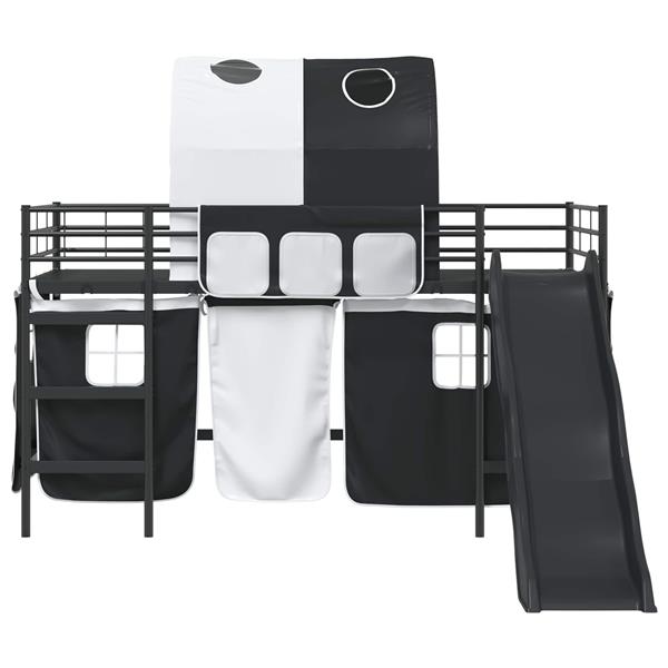 Grote foto vidaxl loftbed voor kids zwart 80 x 200 cm metaal antiek en kunst stoelen en banken