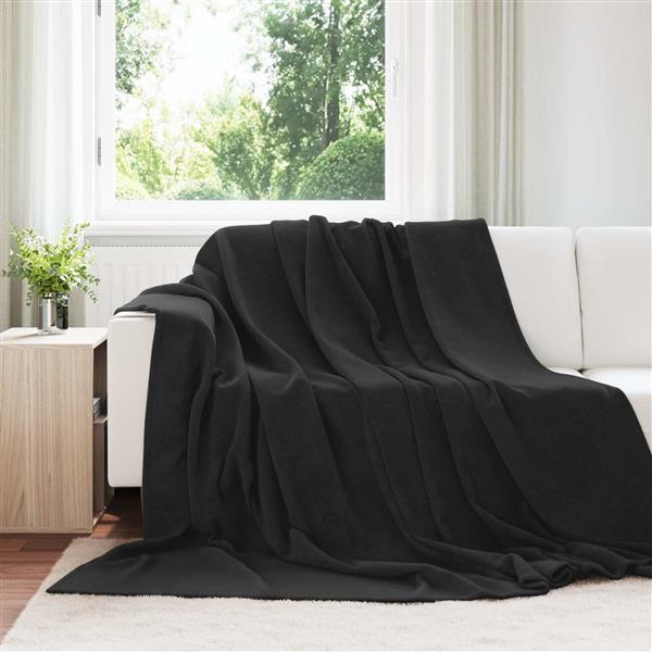 Grote foto vidaxl gooi deken zwart 240 x 270 cm fleece huis en inrichting bedden
