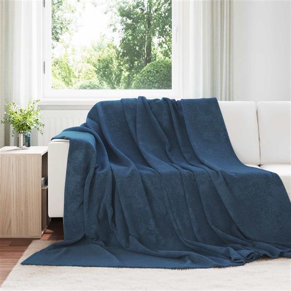 Grote foto vidaxl gooi deken marineblauw 240 x 270 cm fleece huis en inrichting bedden