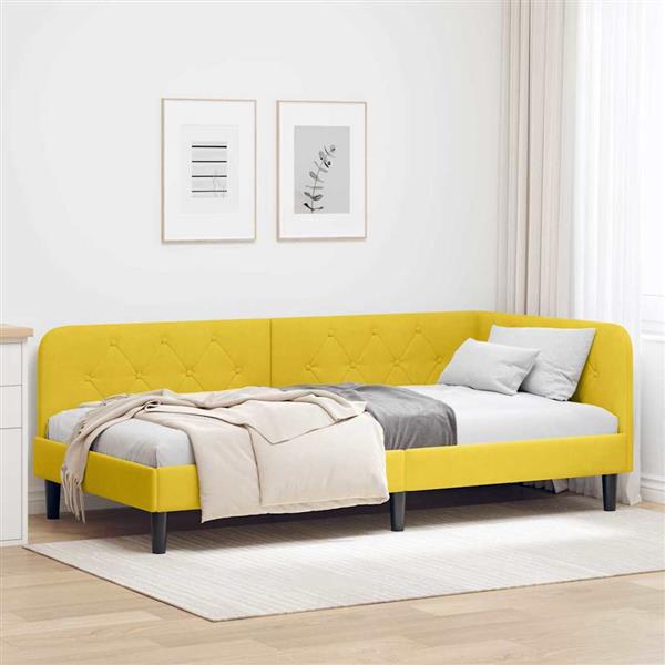 Grote foto vidaxl hoekbedframe geel 100 x 200 cm fluweel antiek en kunst stoelen en banken