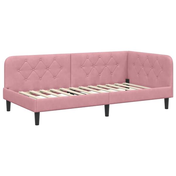 Grote foto vidaxl hoekbedframe roze 100 x 200 cm fluweel antiek en kunst stoelen en banken