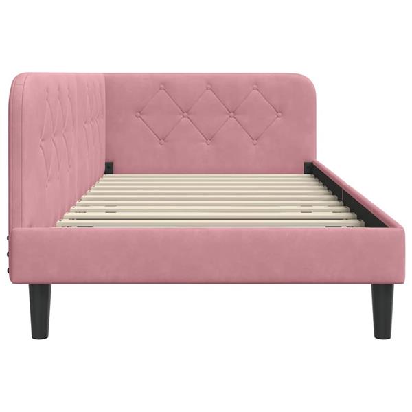 Grote foto vidaxl hoekbedframe roze 100 x 200 cm fluweel antiek en kunst stoelen en banken
