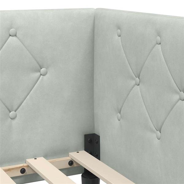 Grote foto vidaxl hoekbedframe lichtgrijs 100 x 200 cm fluweel antiek en kunst stoelen en banken