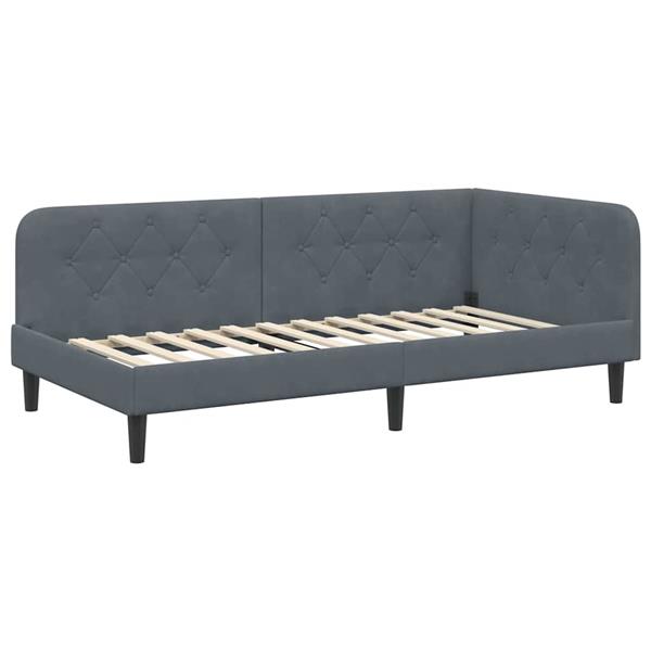 Grote foto vidaxl hoekbedframe donkergrijs 90 x 200 cm fluweel antiek en kunst stoelen en banken