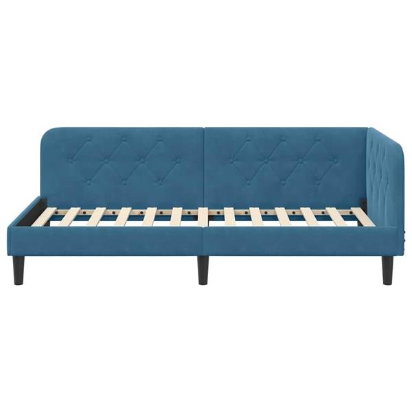 Grote foto vidaxl hoekbedframe blauw 90 x 200 cm fluweel antiek en kunst stoelen en banken