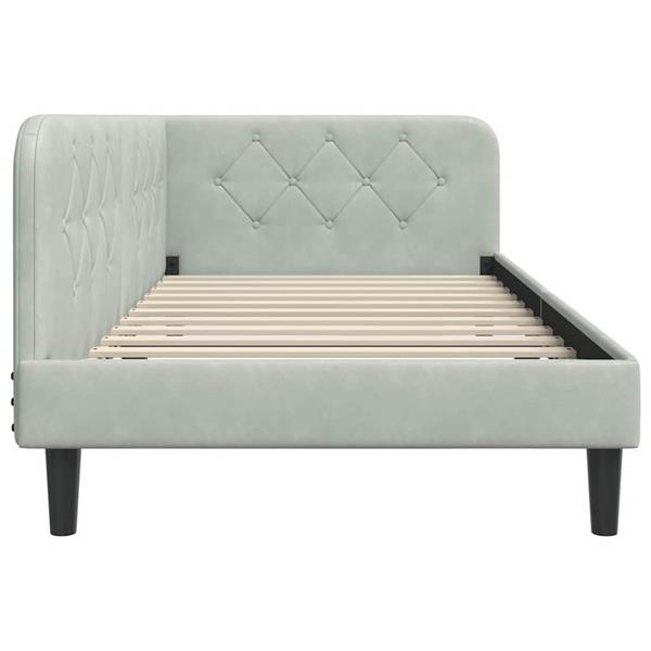 Grote foto vidaxl hoekbedframe lichtgrijs 90 x 190 cm fluweel antiek en kunst stoelen en banken