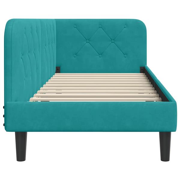 Grote foto vidaxl hoekbedframe turquoise 80 x 200 cm fluweel antiek en kunst stoelen en banken