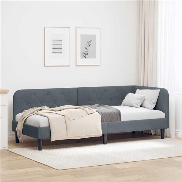 Grote foto vidaxl hoekbedframe donkergrijs 80 x 200 cm fluweel antiek en kunst stoelen en banken