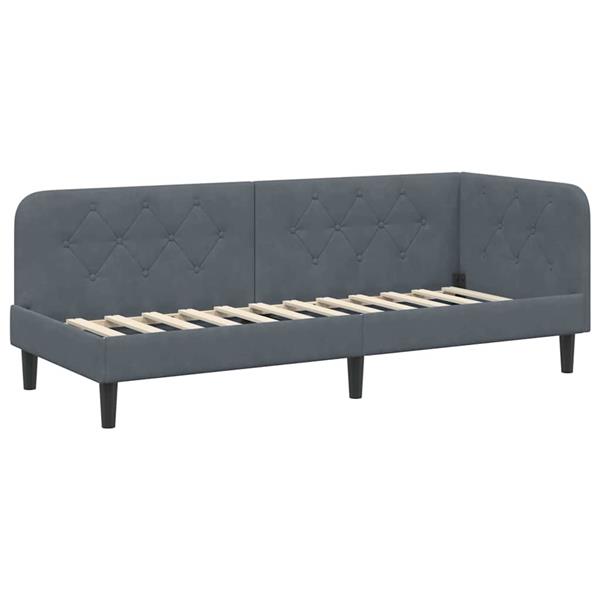 Grote foto vidaxl hoekbedframe donkergrijs 80 x 200 cm fluweel antiek en kunst stoelen en banken