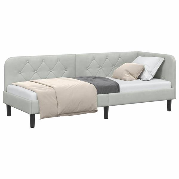 Grote foto vidaxl hoekbedframe lichtgrijs 80 x 200 cm fluweel antiek en kunst stoelen en banken