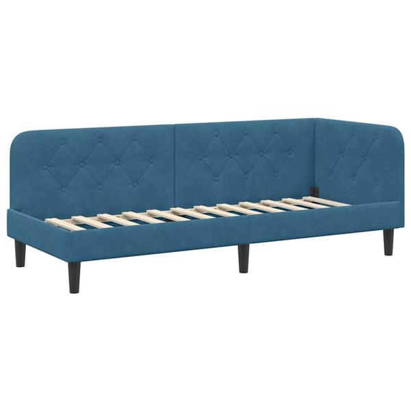 Grote foto vidaxl hoekbedframe blauw 80 x 200 cm fluweel antiek en kunst stoelen en banken