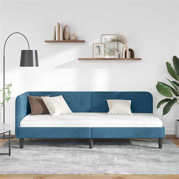 Grote foto vidaxl hoekbedframe blauw 80 x 200 cm fluweel antiek en kunst stoelen en banken