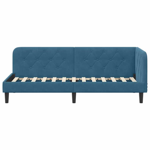Grote foto vidaxl hoekbedframe blauw 80 x 200 cm fluweel antiek en kunst stoelen en banken