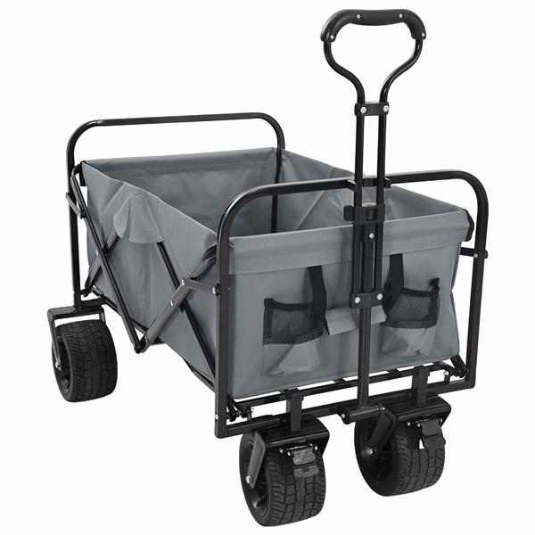 Grote foto vidaxl vouwbare handtrolley grijs 89 x 63 x 96 cm doe het zelf en verbouw gereedschappen en machines