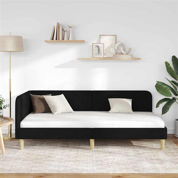 Grote foto vidaxl hoekbedframe zwart 90 x 200 cm stof antiek en kunst stoelen en banken