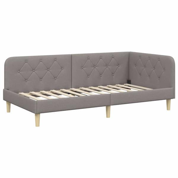 Grote foto vidaxl hoekbedframe taupe 90 x 190 cm stof antiek en kunst stoelen en banken