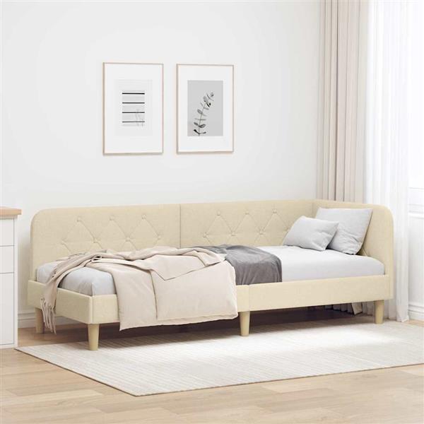 Grote foto vidaxl hoekbedframe cr me 80 x 200 cm stof antiek en kunst stoelen en banken