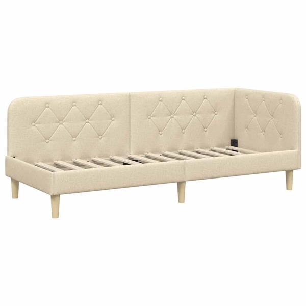 Grote foto vidaxl hoekbedframe cr me 80 x 200 cm stof antiek en kunst stoelen en banken