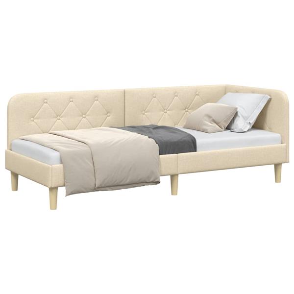 Grote foto vidaxl hoekbedframe cr me 80 x 200 cm stof antiek en kunst stoelen en banken