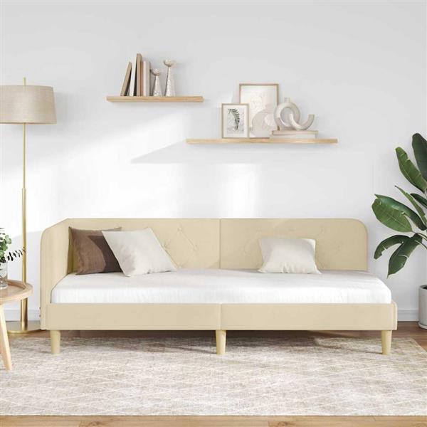 Grote foto vidaxl hoekbedframe cr me 80 x 200 cm stof antiek en kunst stoelen en banken