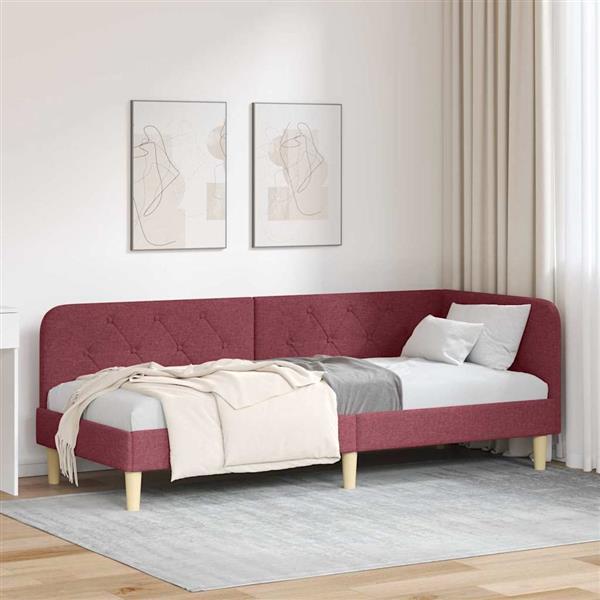 Grote foto vidaxl hoekbedframe wijnrood 80 x 200 cm stof antiek en kunst stoelen en banken