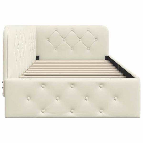 Grote foto vidaxl hoekbedframe cr me 100 x 200 cm fluweel antiek en kunst stoelen en banken