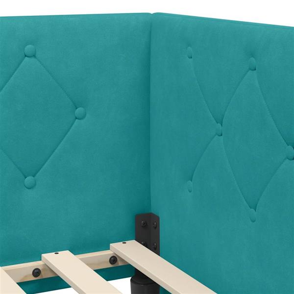 Grote foto vidaxl hoekbedframe turquoise 90 x 200 cm fluweel antiek en kunst stoelen en banken