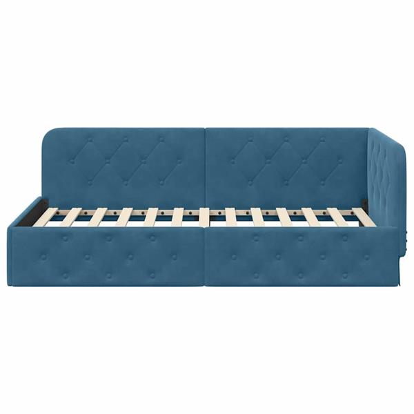 Grote foto vidaxl hoekbedframe blauw 90 x 200 cm fluweel antiek en kunst stoelen en banken