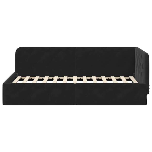 Grote foto vidaxl hoekbedframe zwart 90 x 190 cm fluweel antiek en kunst stoelen en banken