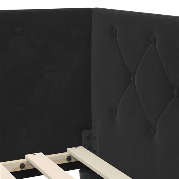 Grote foto vidaxl hoekbedframe zwart 90 x 190 cm fluweel antiek en kunst stoelen en banken