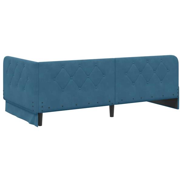 Grote foto vidaxl hoekbedframe blauw 90 x 190 cm fluweel antiek en kunst stoelen en banken