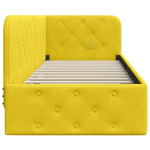 Grote foto vidaxl hoekbedframe geel 80 x 200 cm fluweel antiek en kunst stoelen en banken