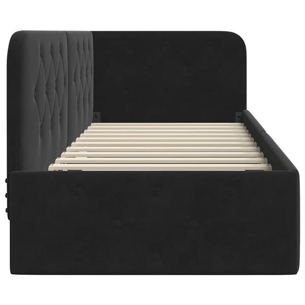 Grote foto vidaxl hoekbedframe zwart 80 x 200 cm fluweel antiek en kunst stoelen en banken