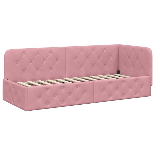 Grote foto vidaxl hoekbedframe roze 80 x 200 cm fluweel antiek en kunst stoelen en banken
