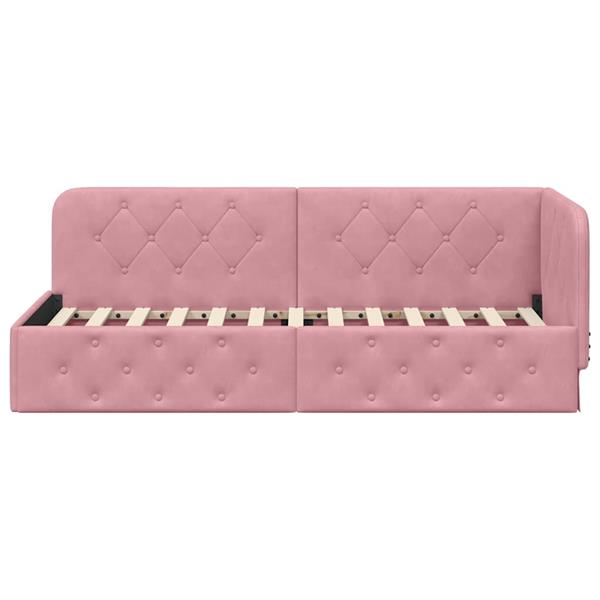 Grote foto vidaxl hoekbedframe roze 80 x 200 cm fluweel antiek en kunst stoelen en banken