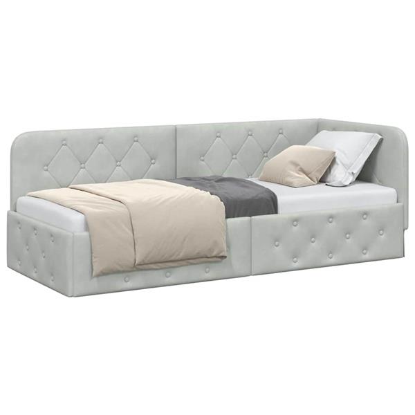 Grote foto vidaxl hoekbedframe lichtgrijs 80 x 200 cm fluweel antiek en kunst stoelen en banken