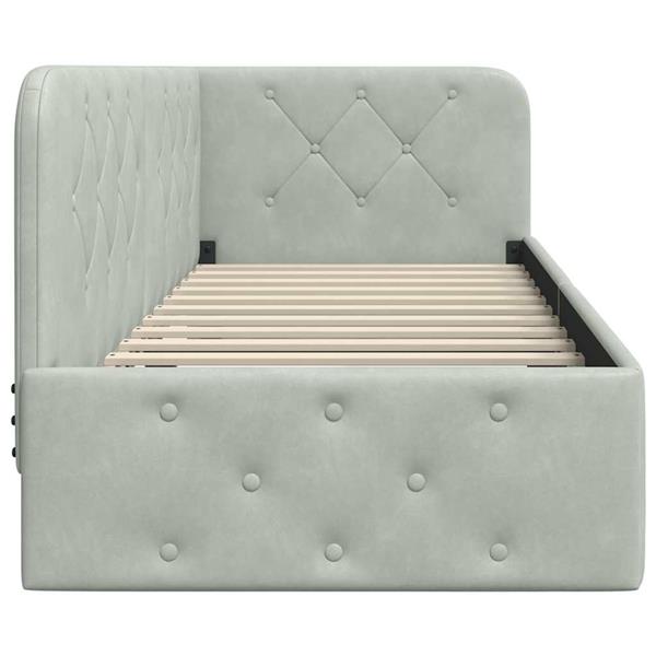 Grote foto vidaxl hoekbedframe lichtgrijs 80 x 200 cm fluweel antiek en kunst stoelen en banken