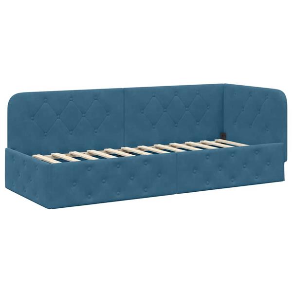 Grote foto vidaxl hoekbedframe blauw 80 x 200 cm fluweel antiek en kunst stoelen en banken