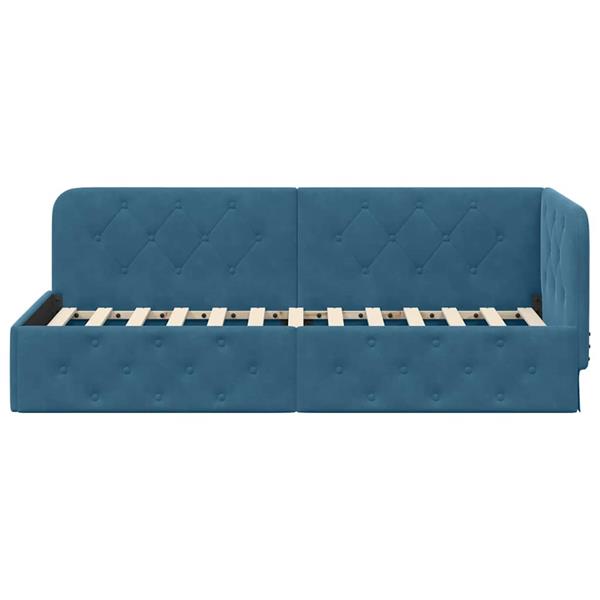 Grote foto vidaxl hoekbedframe blauw 80 x 200 cm fluweel antiek en kunst stoelen en banken