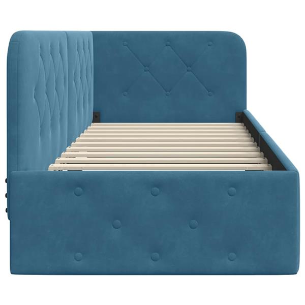 Grote foto vidaxl hoekbedframe blauw 80 x 200 cm fluweel antiek en kunst stoelen en banken