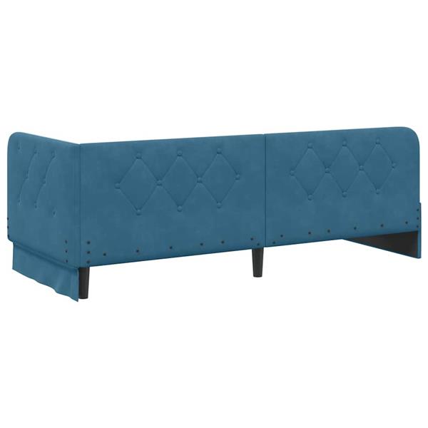 Grote foto vidaxl hoekbedframe blauw 80 x 200 cm fluweel antiek en kunst stoelen en banken