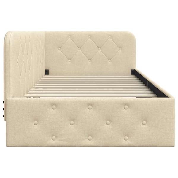 Grote foto vidaxl hoekbedframe cr me 100 x 200 cm stof antiek en kunst stoelen en banken