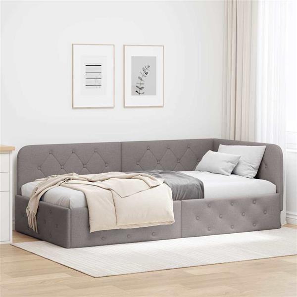 Grote foto vidaxl hoekbedframe taupe 100 x 200 cm stof antiek en kunst stoelen en banken
