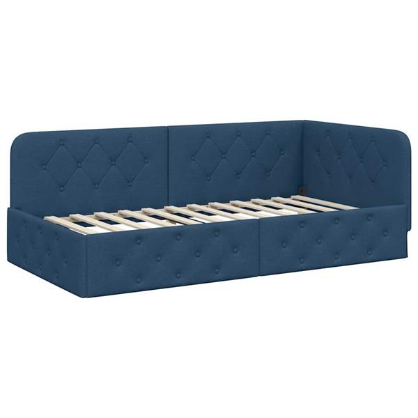 Grote foto vidaxl hoekbedframe blauw 90 x 190 cm stof antiek en kunst stoelen en banken