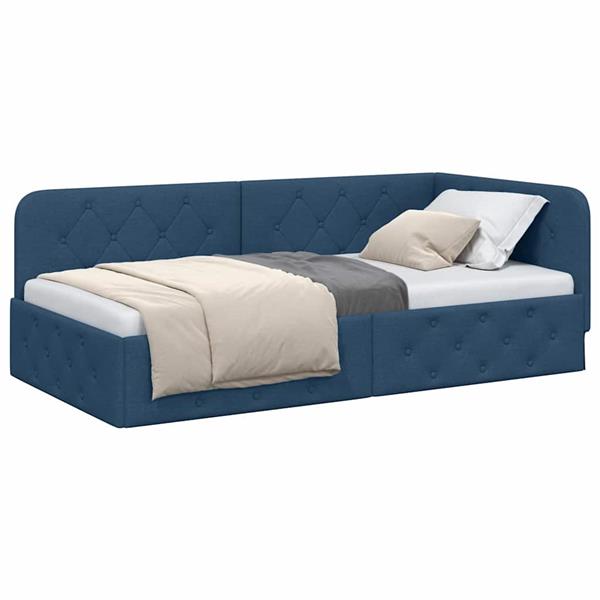 Grote foto vidaxl hoekbedframe blauw 90 x 190 cm stof antiek en kunst stoelen en banken