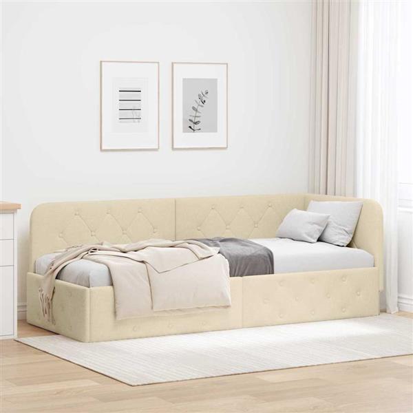 Grote foto vidaxl hoekbedframe cr me 80 x 200 cm stof antiek en kunst stoelen en banken