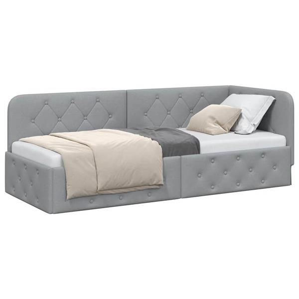 Grote foto vidaxl hoekbedframe lichtgrijs 80 x 200 cm stof antiek en kunst stoelen en banken